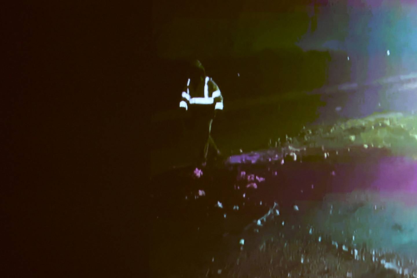 Prosecution shows a cell phone video of Felix Ocampo wearing a reflective jacket at the scene of the accident involving Erin Zilka during the Zilka trial at the Will County Courthouse on June 27th, 2023 in Joliet. The former Joliet police officer Erin Zilka is on trial on aggravated DUI charges following a deadly 2020 crash where her passenger, Berwyn police officer Charles Schauer, 33, of Glen Ellyn, was killed.