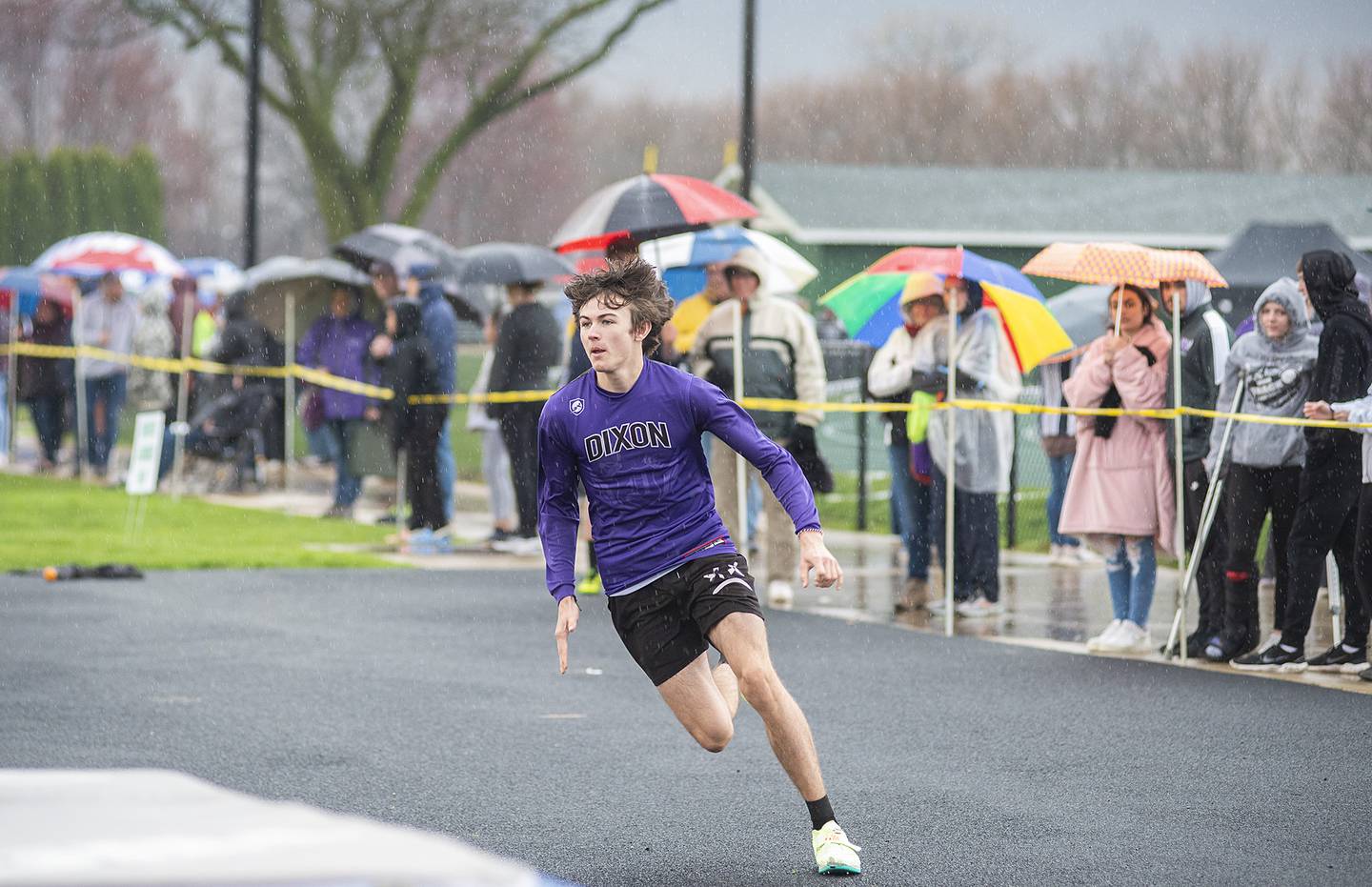 Dixon's Sky Goral starts his approach for the high jump Friday, April 22, 2022 at the Rock Falls track invitational.