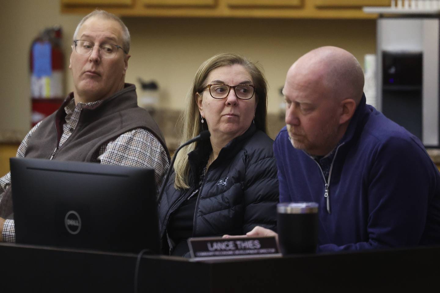 Lisa Heglund, Finance Director, listens to a speaker at the Lockport City Council meeting on Wednesday, Feb. 7th 2024 in Lockport.