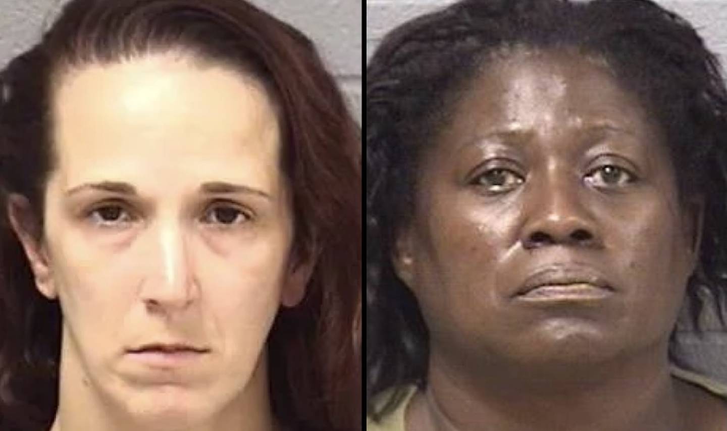 Amanda Weck, 42, of Villa Park (left) and Rose Parker, 65, in 2018 at the Will County jail. Weck is facing a pending charge of aggravated unlawful use of a gun in connection with the incident involving the 2018 homicide of Jennifer Underhill, 42, of Rochelle. Parker pleaded guilty to misdemeanor attempted obstructing justice by providing police the wrong phone number for her son, George Hooper, who is charged with Underhill's murder.