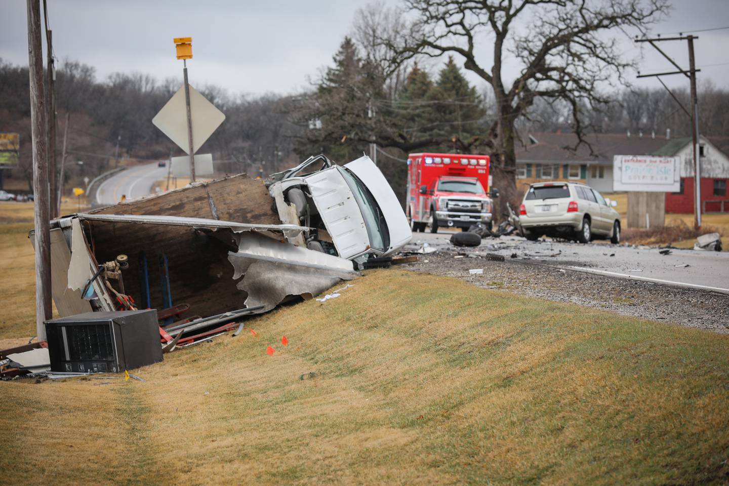 A two-vehicle crash Saturday, March 19, 2022, on Route 176 in Prairie Grove resulted in one person dead and another being airlifted to the hospital. An investigation into the crash is ongoing, officials said.