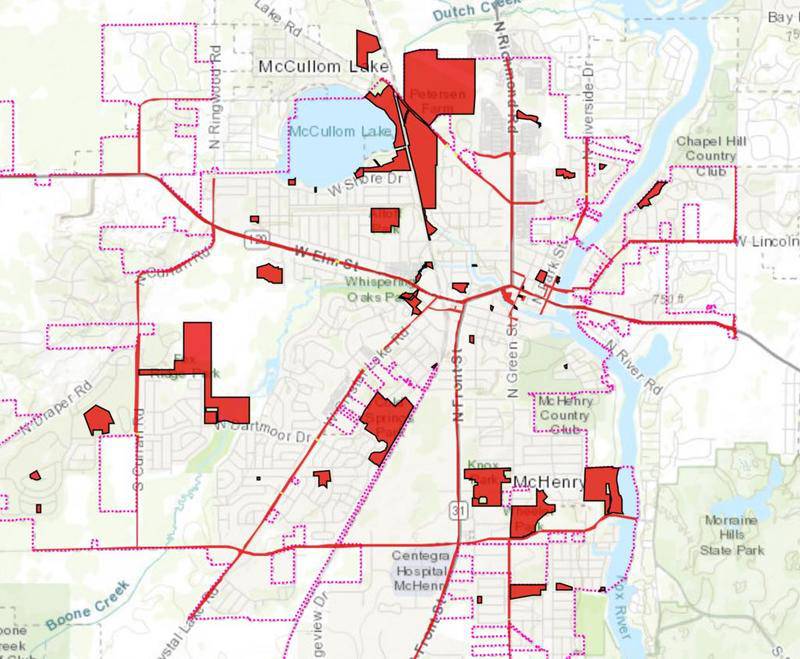 McHenry City Council provides a an interactive map on their website at https://cityofmchenry.org/ that shows permitted streets, prohibited streets and designated approved intersections.