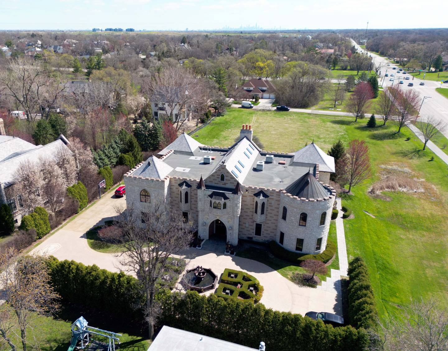 The owner of a castle-like structure near 31st Street, just west of York Road in Oak Brook, is selling it for nearly $5 million.