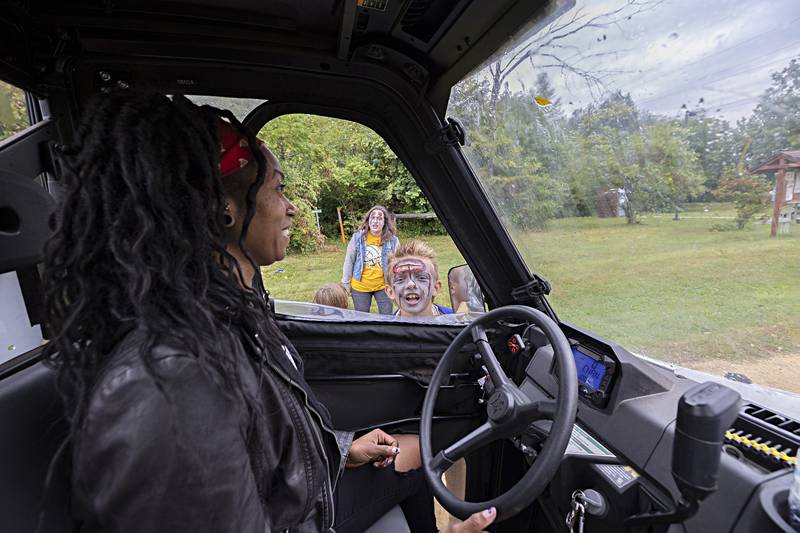 Tameka Deatherage, daughter-in-law to Greg, is inundated by a family of zombies Saturday, Sept. 16, 2023 while checking on the course.