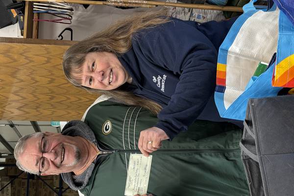 Ogle County Democrats donate to Rochelle Christian Food Pantry