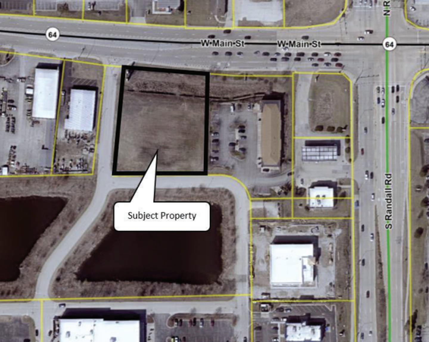 Site map for proposed River West Animal Hospital at 2377 W Main St. in St. Charles.