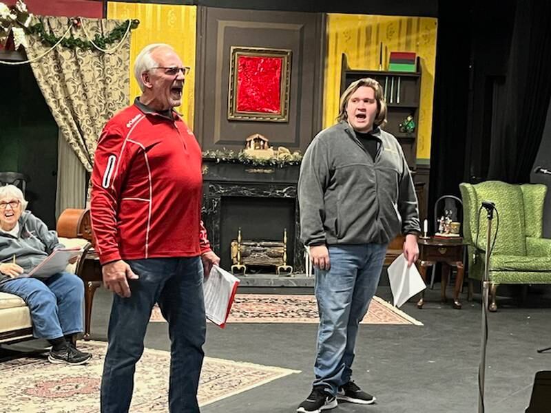 Stage Coach Players' cast members rehearse for “Tune in to the Holidays” a seasonal show that runs through Dec. 15, 2024, at the DeKalb theater.