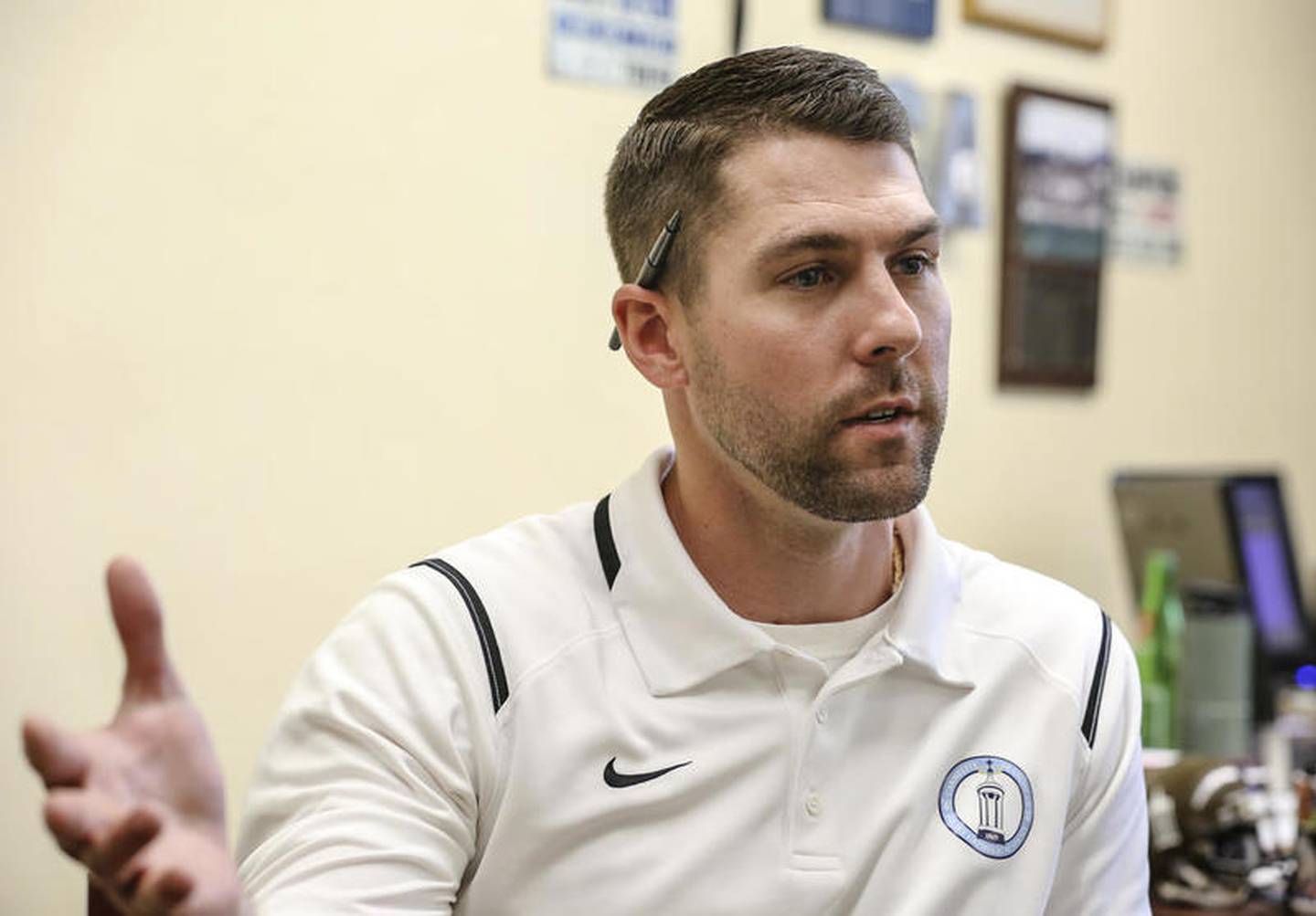 Ryan Quigley, director of admissions and communications at Joliet Catholic Academy, speaks to the Herald-News on Tuesday, May 21, 2019, at Joliet Catholic Academy in Joliet, Ill.