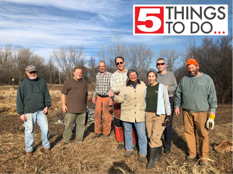 Volunteers participate in a restoration workday put on by the the Land Conservancy of McHenry County in January 2019 at the Yonder Prairie Nature Preserve outside Woodstock.