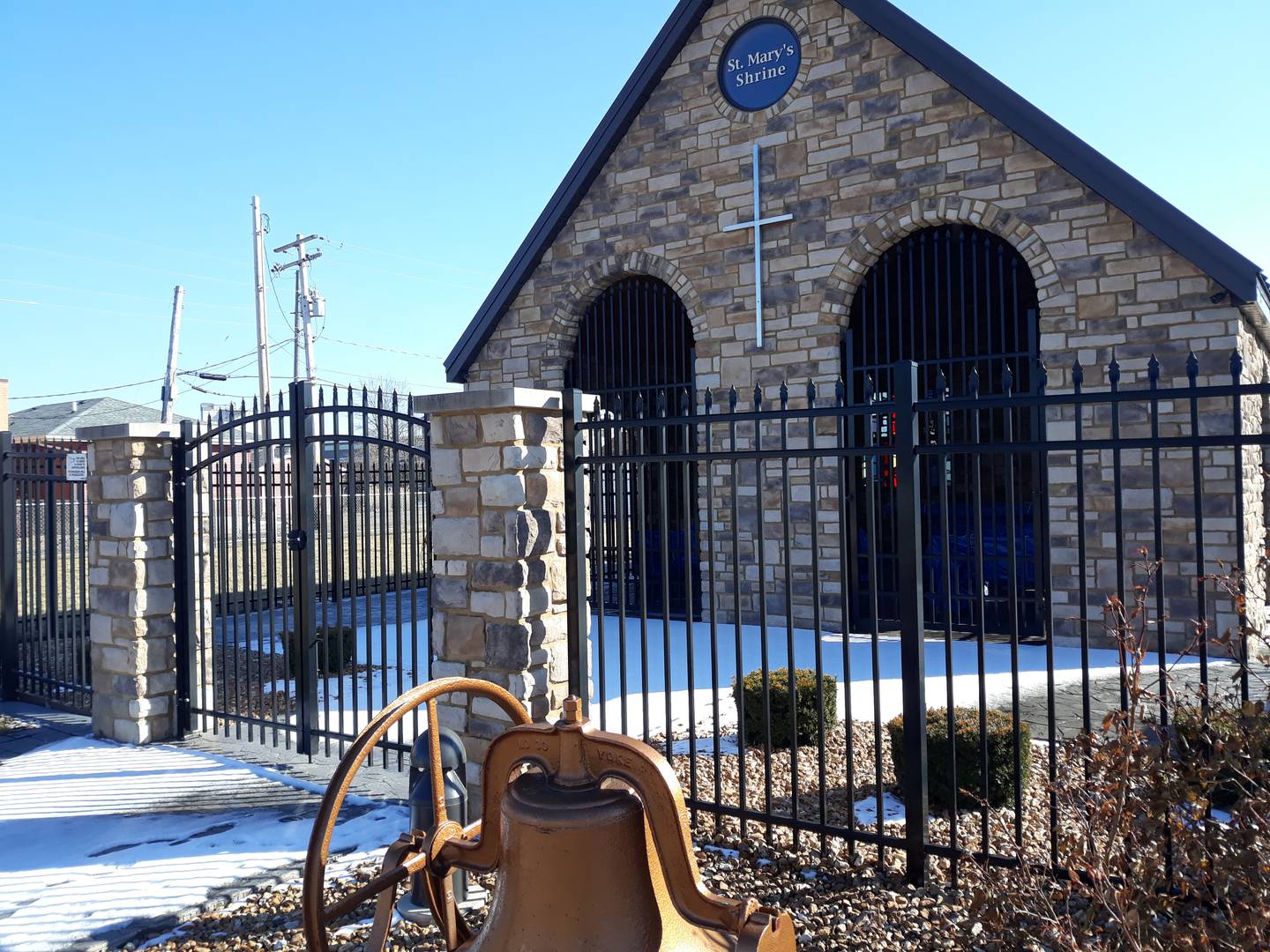 A shrine was built at the site of the former St. Mary Church in Naplate, after the church was destroyed by the Feb. 28, 2017, tornado.