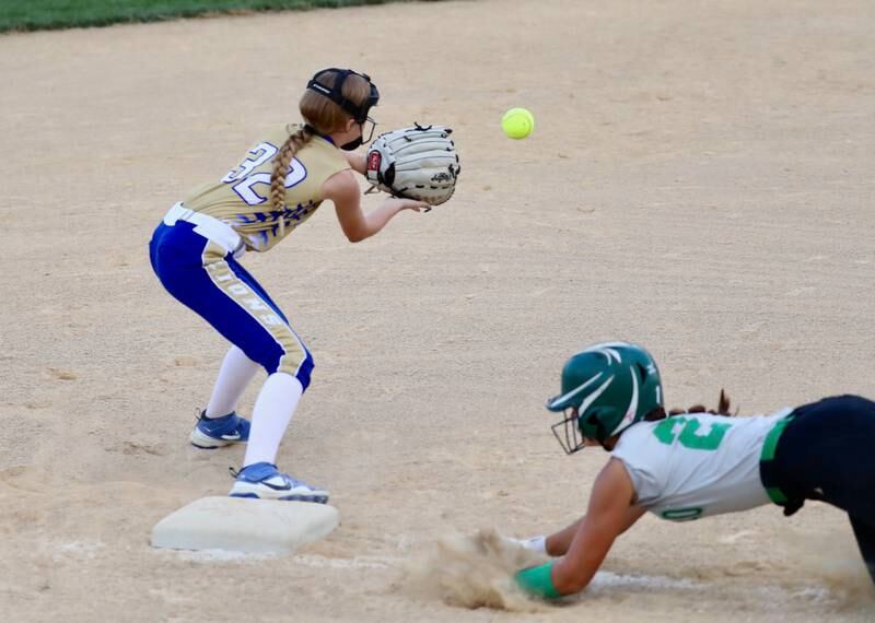 Princeton Logan's Paityn Lucas takes a throw to third base in Thursday's season opener.