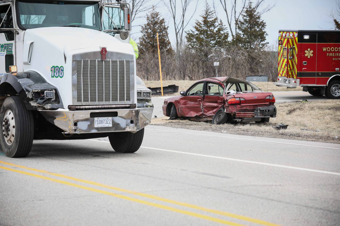 A driver was seriously injured in a crash with a semi-truck on Thursday, March 27, 2025 at the intersection of Route 120 and North Queen Anne Road in Woodstock.
