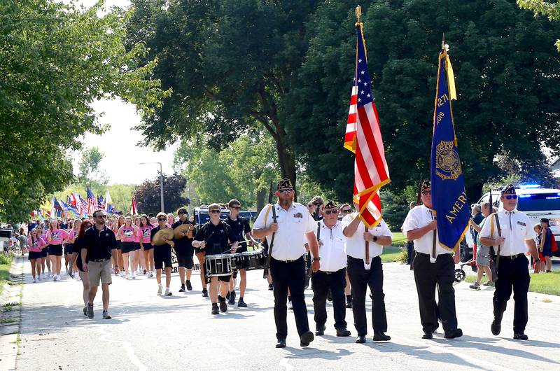 The Sugar Grove American Legion Post 1271 leads off the 2024 Sugar Grove Corn Boil Parade on Friday, July 26, 2024.
