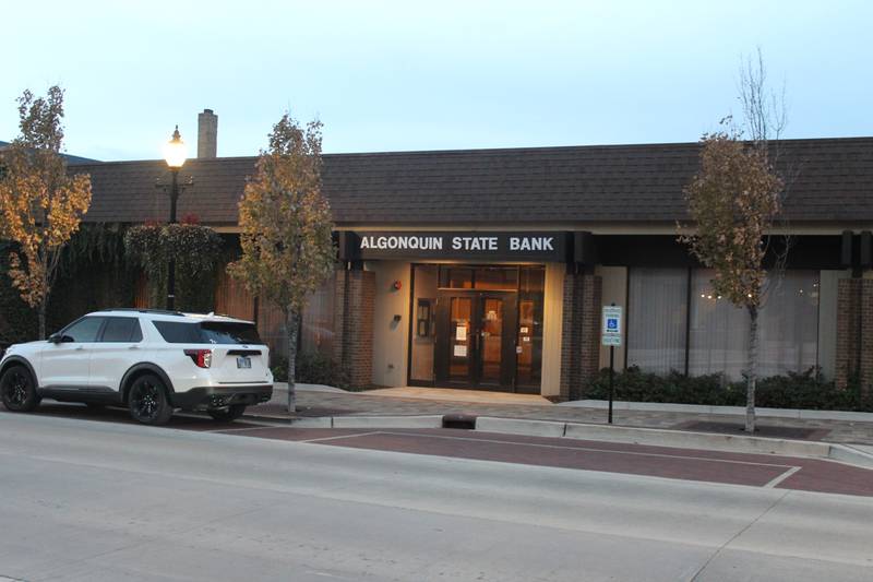Algonquin State Bank, pictured on Oct. 11, 2023, may be renovated into a restaurant and commercial space.