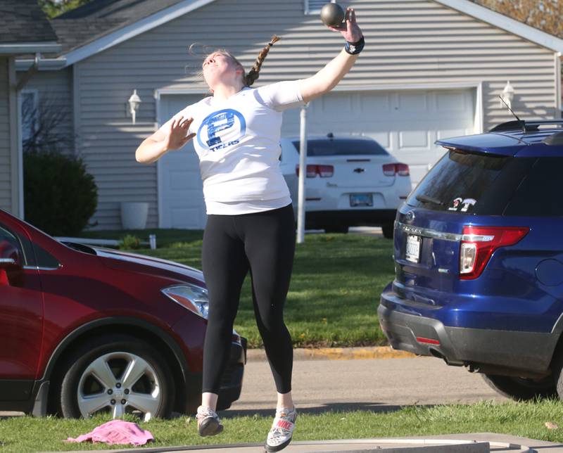 Princeton's Morgan Foes throws shot during the Ferris Invitational on Monday, April 15, 2024 at Princeton High School.