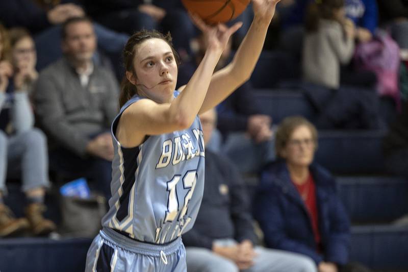 Bureau Valley’s Kate Stoller puts up a shot against Newman Monday, Jan. 23, 2023.