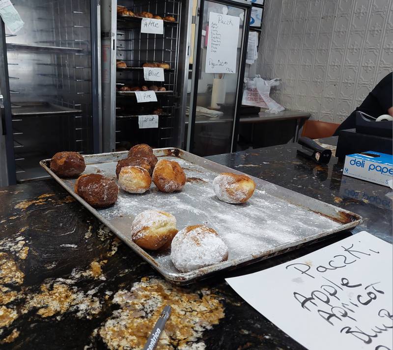 A variety of paczkis were available to Bobaluk's customers in Marseilles on Fat Tuesday, Feb. 13, 2024.