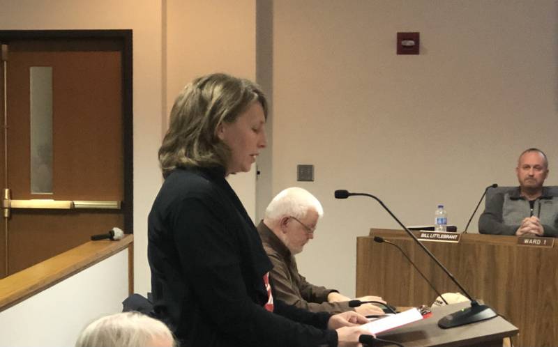 Molly Krempski spoke against the coming drag show performance at the Sandwich Opera House during a City Council meeting Monday Feb. 6 2023 at City Hall, 144 E Railroad St.