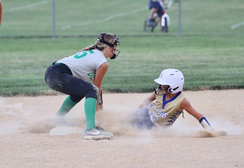 Princeton Logan's Paityn Lucas slides into second base in Thursday's season opener.