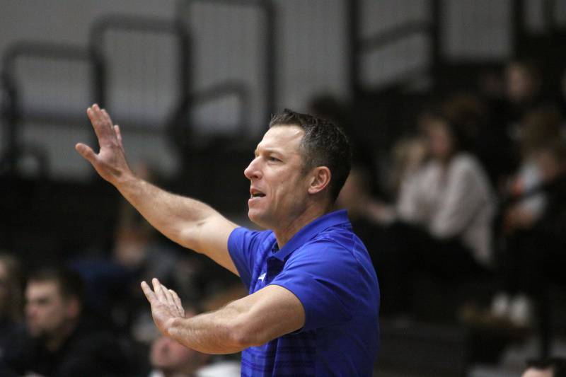 Burlington Central’s Head Coach Brett Porto guides the Rockets against McHenry in varsity boys basketball on Friday, Dec. 5, 2025, at McHenry Community High School in McHenry.