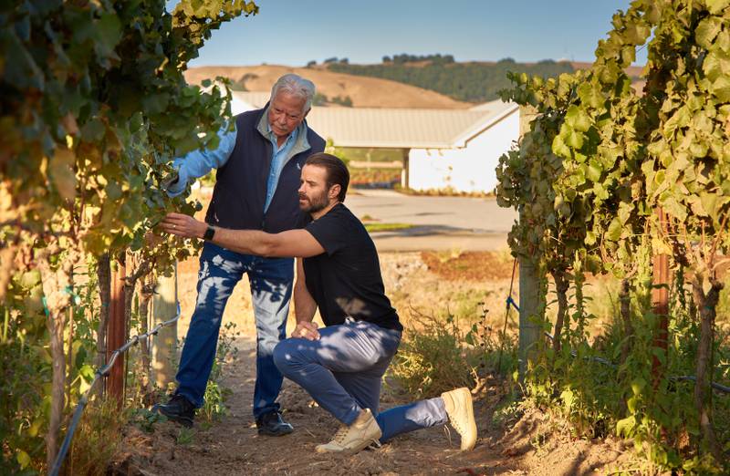 John Sweazey and his son, John Sweazey II, at Anaba Wines in California.