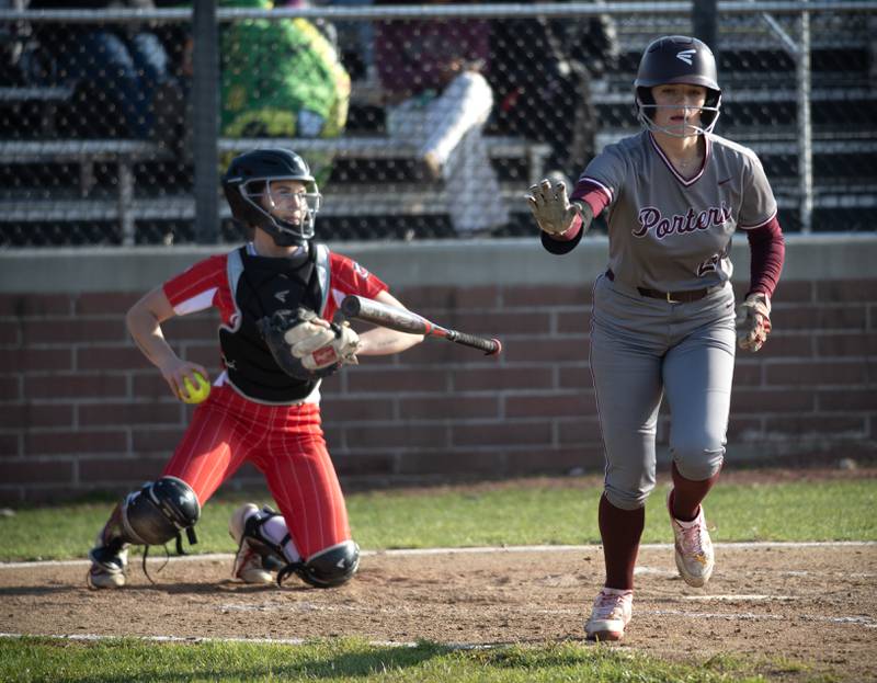 Lockport's Taylor Lane draws a walk in the second inning of Thursday's game against Bradley-Bourbonnais.