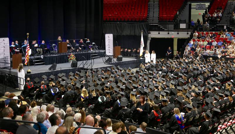 Kaneland High School Principal, Melinda Cattell, speaks at the Kaneland High School Class of 2025 Graduation in DeKalb on Sunday, May 18, 2025.