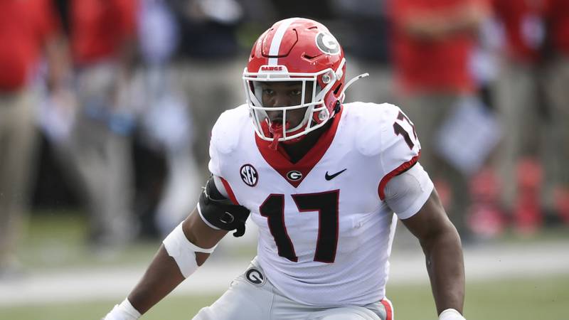 Georgia linebacker Nakobe Dean plays against Vanderbilt on Sept. 25, 2021, in Nashville, Tenn.