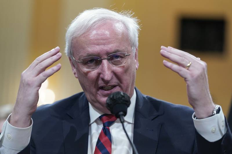 Jeffrey Rosen, former acting Attorney General, testifies as the House select committee investigating the Jan. 6 attack on the U.S. Capitol continues to reveal its findings of a year-long investigation, at the Capitol in Washington, Thursday, June 23, 2022. (AP Photo/Jacquelyn Martin)