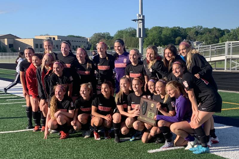 Barrington celebrates winning the Class 3A Round Lake Sectional on Friday, May 27, 2022.