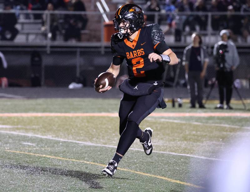 DeKalb's Cole Latimer carries the ball for a touchdown during their game against Andrew Friday, Oct. 16, 2025, at DeKalb High School.