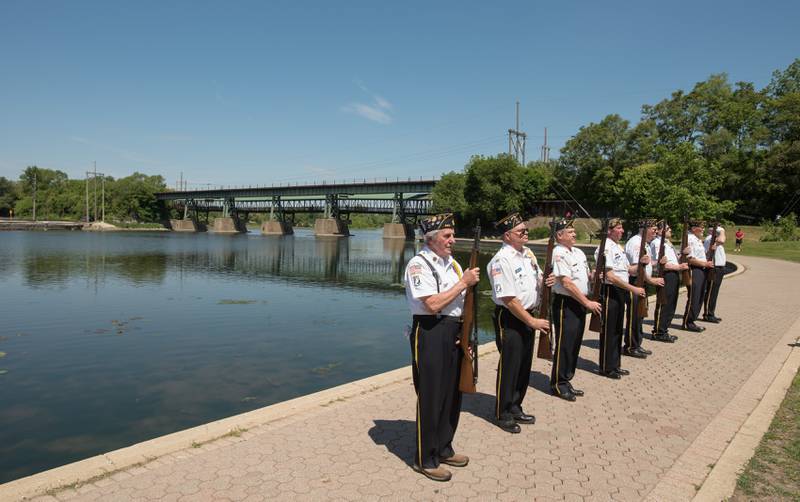 Members of the Honor Guard stand at attention during the St. Charles Memorial Day Ceremony on Monday, May 29, 2023.