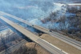Photos: Large brush fire engulfs area along Interstate 180 in Princeton