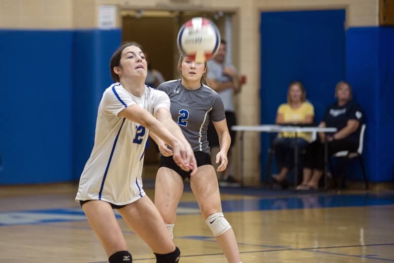 Princeton’s Christiane Sierens passes the ball Thursday, Sept. 15, 2022 against Newman.