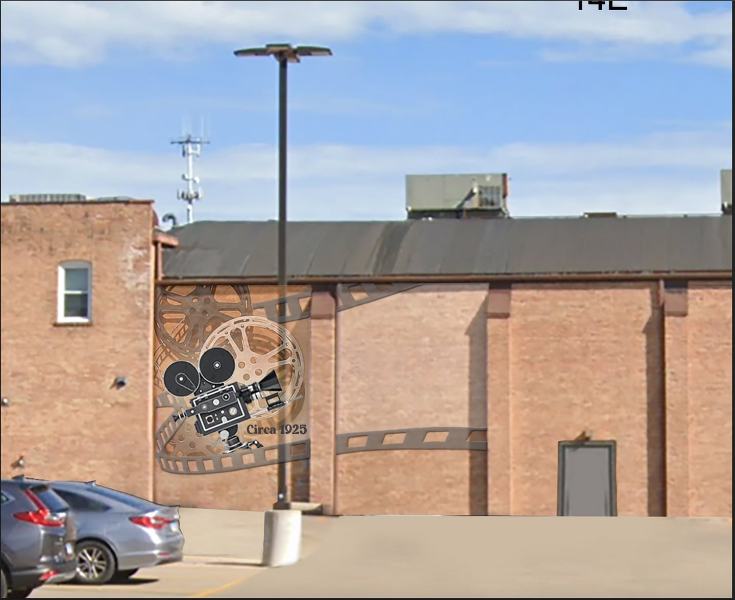 A screenshot of the rendering the Sycamore City Council saw on May 5, 2025, before approving a mural on the west facing wall of Sycamore State Theater, 420 W. State St.