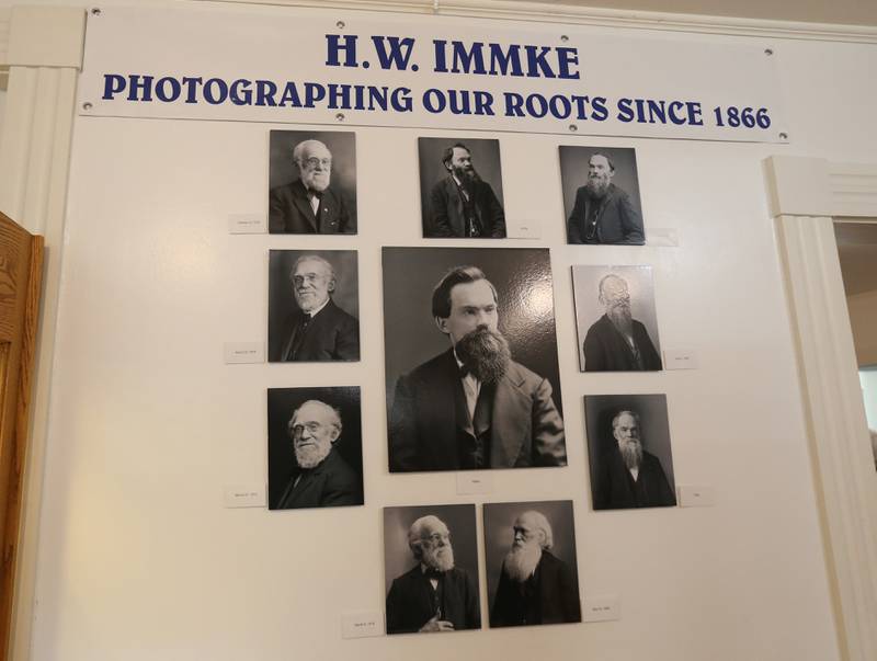 A view of self-portraits of H.W. Immke on Friday, May 1, 2026 at the Bureau County Historical Society in Princeton. Immke's self-portrait is on the left.