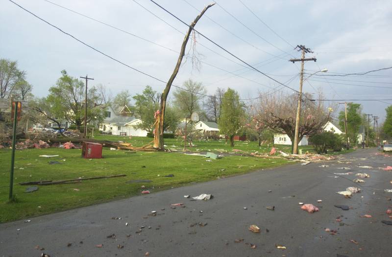 A view of the destruction on Tuesday, April 20, 2024 in Granville.