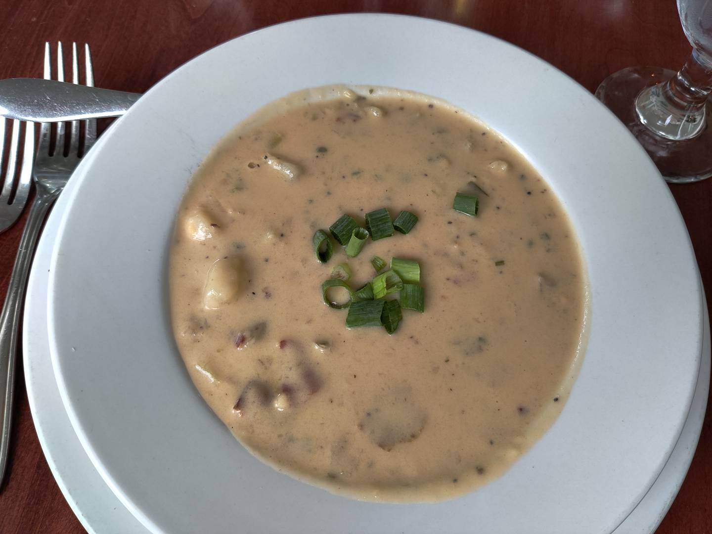 Potato soup at Fiora's in Geneva.