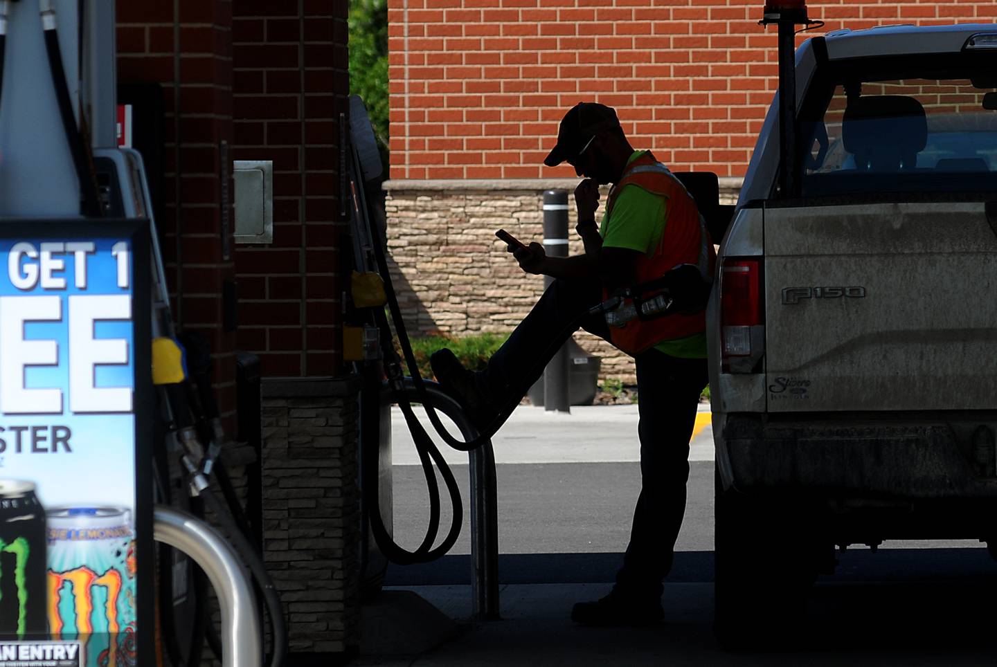 A man fuels his truck on Thursday, June 2, 2022, at the Thorntons gas station at the intersection of Chapel Hill Road and Route 120 in McHenry. Fuel prices reached a new high this week.