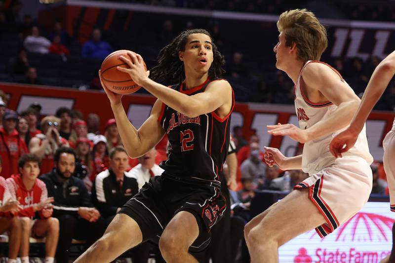 Bolingbrook’s Donaven Younger looks to make a play against Barrington in the Class 4A 3rd place match at State Farm Center in Champaign. Friday, Mar. 11, 2022, in Champaign.