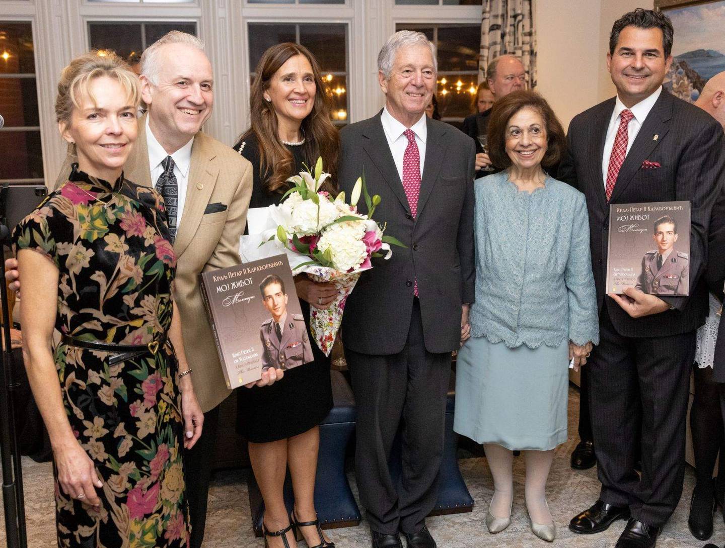 Photo of The Crown Prince Alexander (descendant of Queen Victoria) and Crown Princess Katherine of Serbia (center and second from right), Ariane and Drostan Hall of Wheaton from far left, Tatjana Nenadovich (next to Drostan Hall) and Dr. Nikola Nenadovich on far right. Drostan Hall is music director and founder of Camerata Chicago in Wheaton. Photographer Daniel Anderson