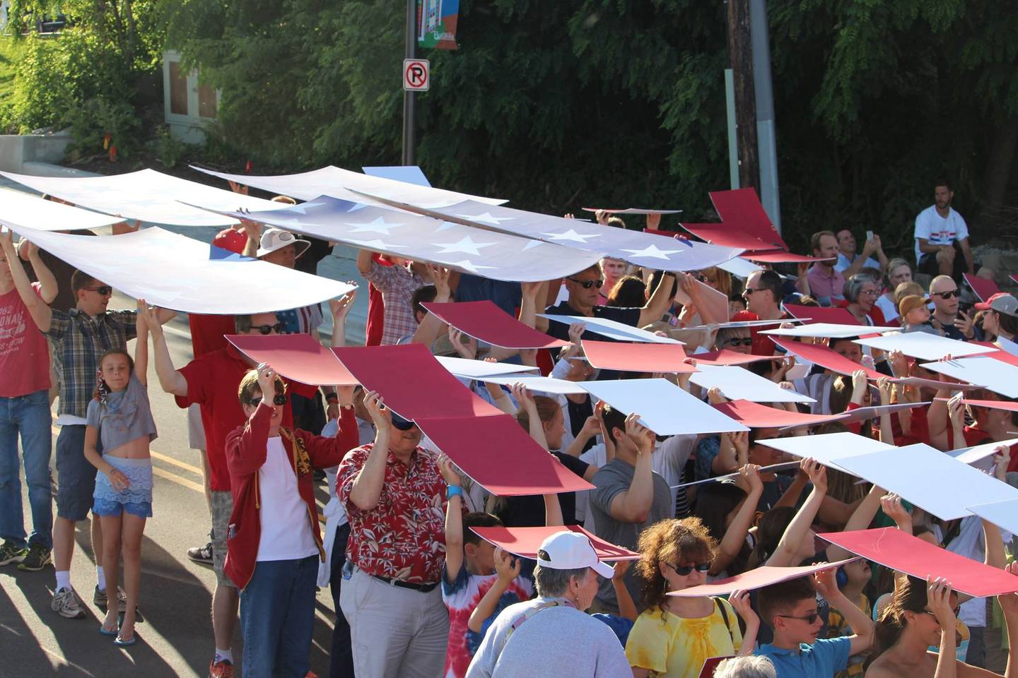 As Batavia celebrates Flag Day on June 14, activities will include the “Human Flag”— where attendees help create the American Flag by holding cardboard signs.