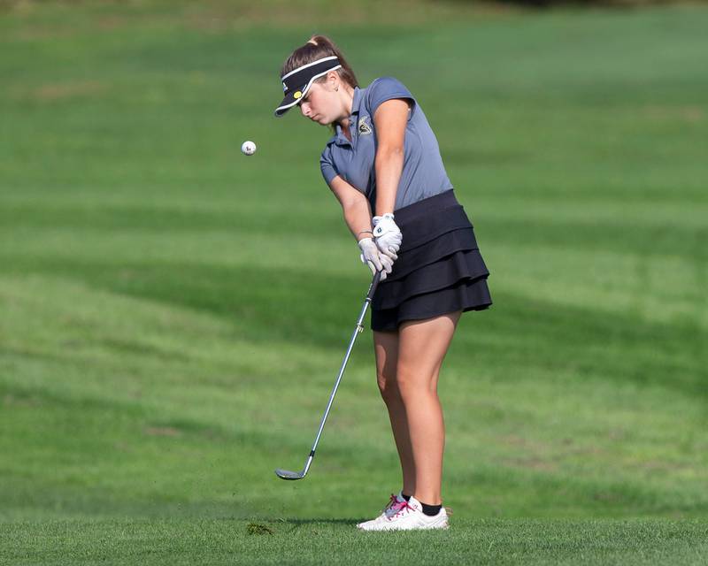 October 9, 2021- Forsyth, IL - Sycamore’s Brianna Chamoun competes during the Class 2A IHSA Girls State Golf Finals.