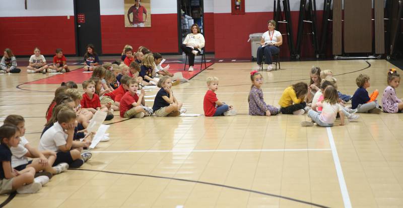Students pray and recite the Rosary during the One Million Children Praying the Rosary campaign on Tuesday, Oct. 7, 2025 at Academy of St. Carlo Acutis Oglesby campus.