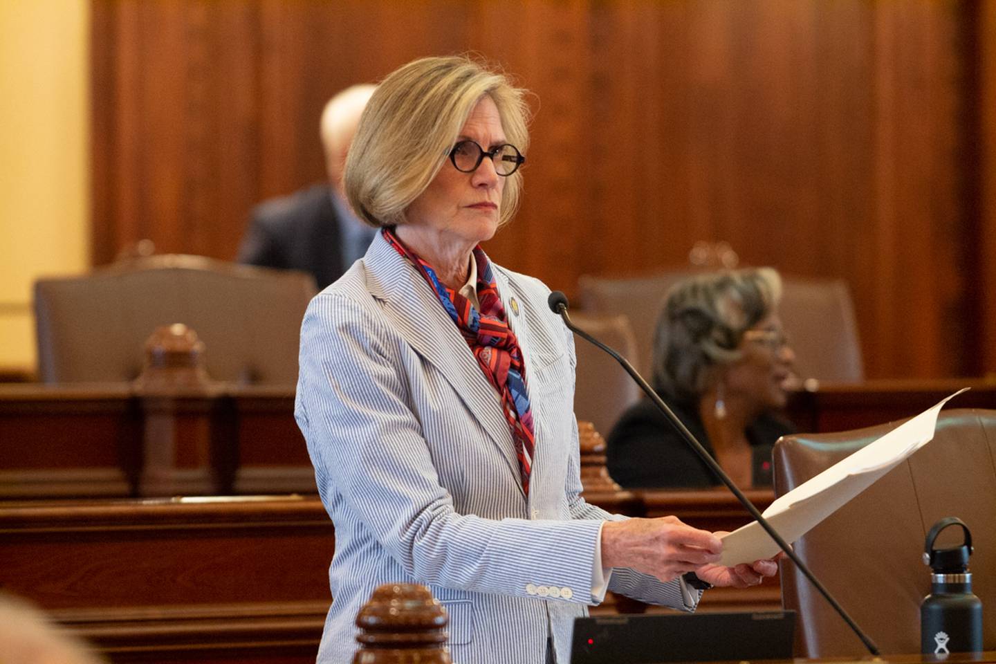Sen. Suzy Glowiak Hilton, D-Western Springs, is pictured on the floor of the Illinois Senate on Wednesday, May 21, 2025.