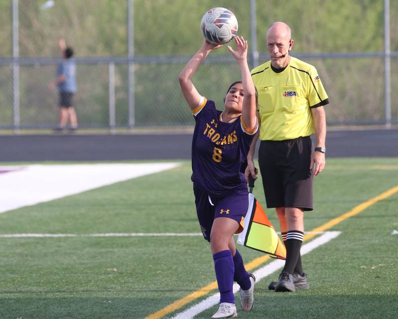 Mendota's Linnea Escatel throws the ball in play against Princeton during the Class 1A Regional semifinal game on Tuesday, May 9, 2023 at Mendota High School.