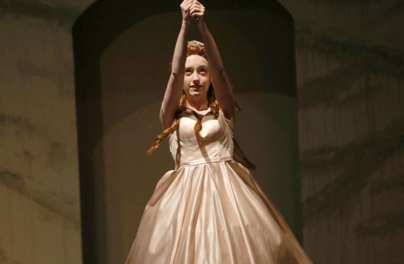 Young Anastasia played by Nina Leffers acts out a scene  acts out a scene during a rehearsal of "Anastasia" on Tuesday, July 3, 2024 at Stage 212 in La Salle. The show runs July 12-14, 19-21 and 26-28 at Stage 212, 700 First St., LaSalle. Friday and Saturday evening performances begin at 7:30 p.m. and Sunday matinees begin at 2 p.m.