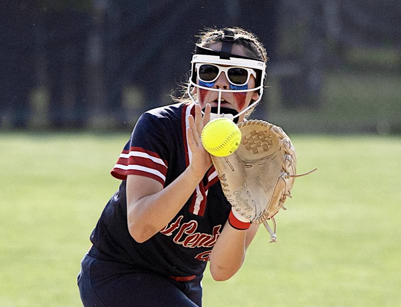 West Central shortstop Shelby Bowman snags a line drive Wednesday, May 24, 2023 during a Class 1A sectional semifinal against Morrison at St. Bede Academy.