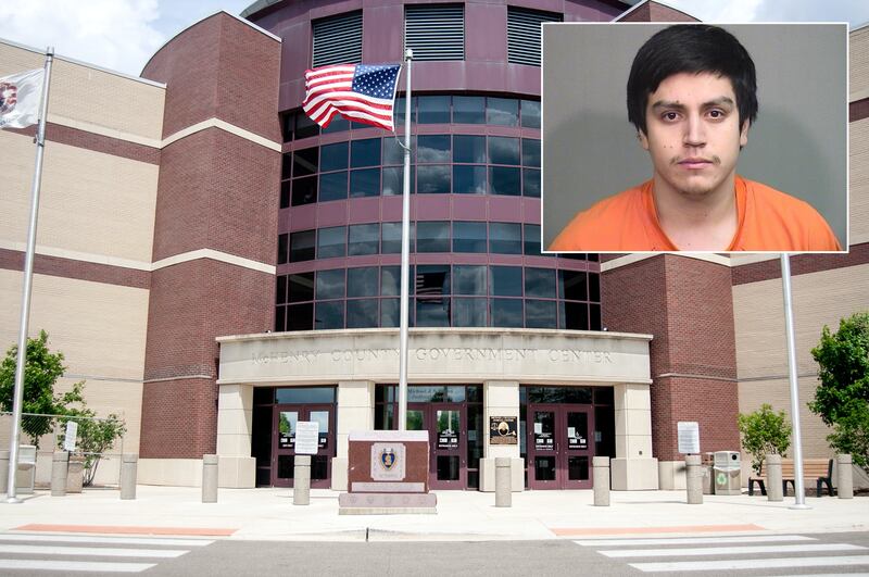 Inset of Andres Carbajal-Bernal in front of Northwest Herald file photo of the McHenry County courthouse.