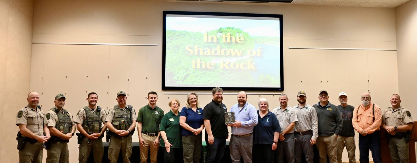 The Illinois Conservation Foundation presented a plaque on Friday to Starved Rock with a list of those who donated and voted it as their favorite state park.